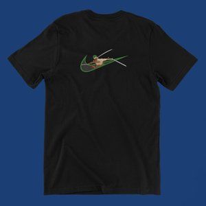 New- White&black Embroidered Roronoa Zoro "Pirate Hunter" anime box T-shirt